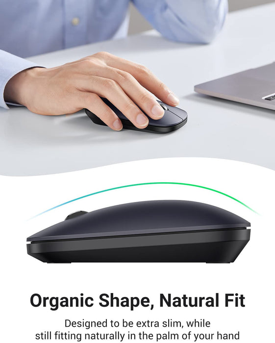 UGREEN 90373 Wireless 2.4G Slim Silent Computer Mouse With 4000 DPI, USB Cordless Mouse with 18-Month Battery Life (Gray)