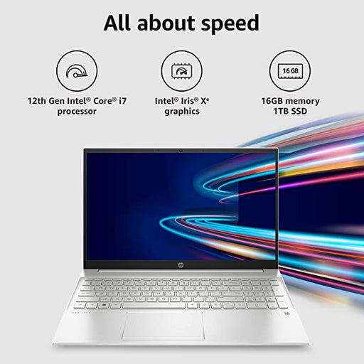 Hp Pavilion 15 12Th Gen Intel Core I7 16Gb/1Tb Ssd/15.6"Fhd/Intel Iris Xe Graphics/Win 11 Home/Alexa/Mso/Natural Silver