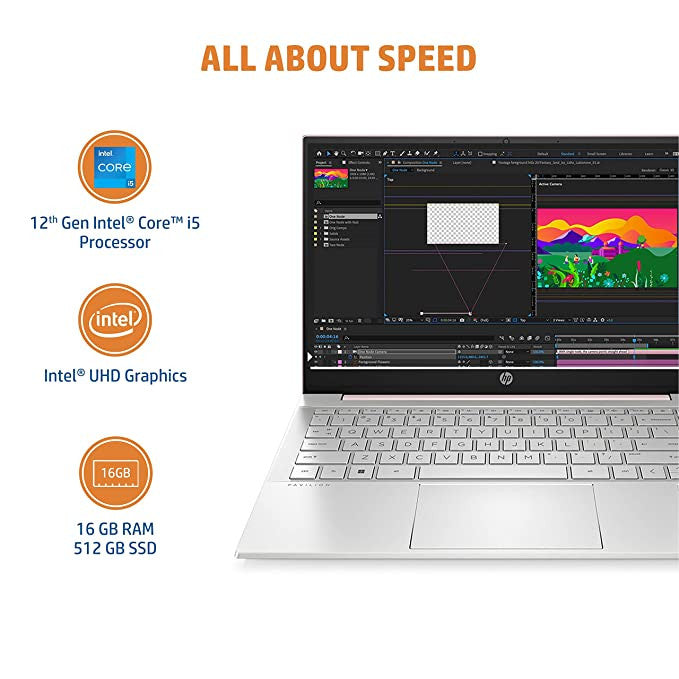 HP Pavilion 14 12th Gen Intel Core i5 Laptop(8GB/512GB SSD/14"FHD/Intel UHD Graphics/Win 11/Alexa/MSO)Natural Silver,14-dv2053TU