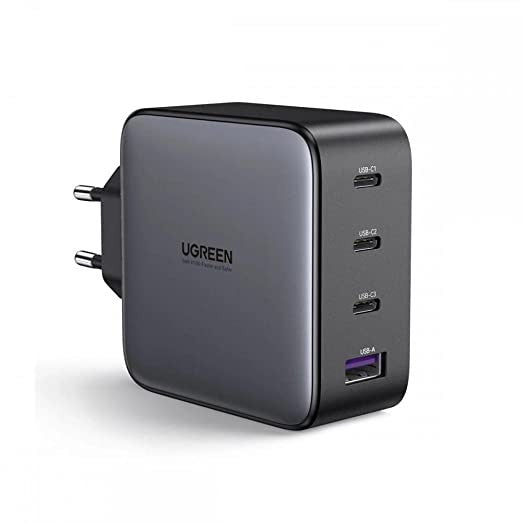 UGREEN 40747 Usb C Charger 100W 4-Port 3C1A Gan Fast Pd Charger EU Plug For Cellular Phones, Tablets, Laptops - Black