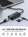 UGREEN 20265, USB 3.0  3 Ports Hub with Network Support Win Mac OS X and Linux (Black)