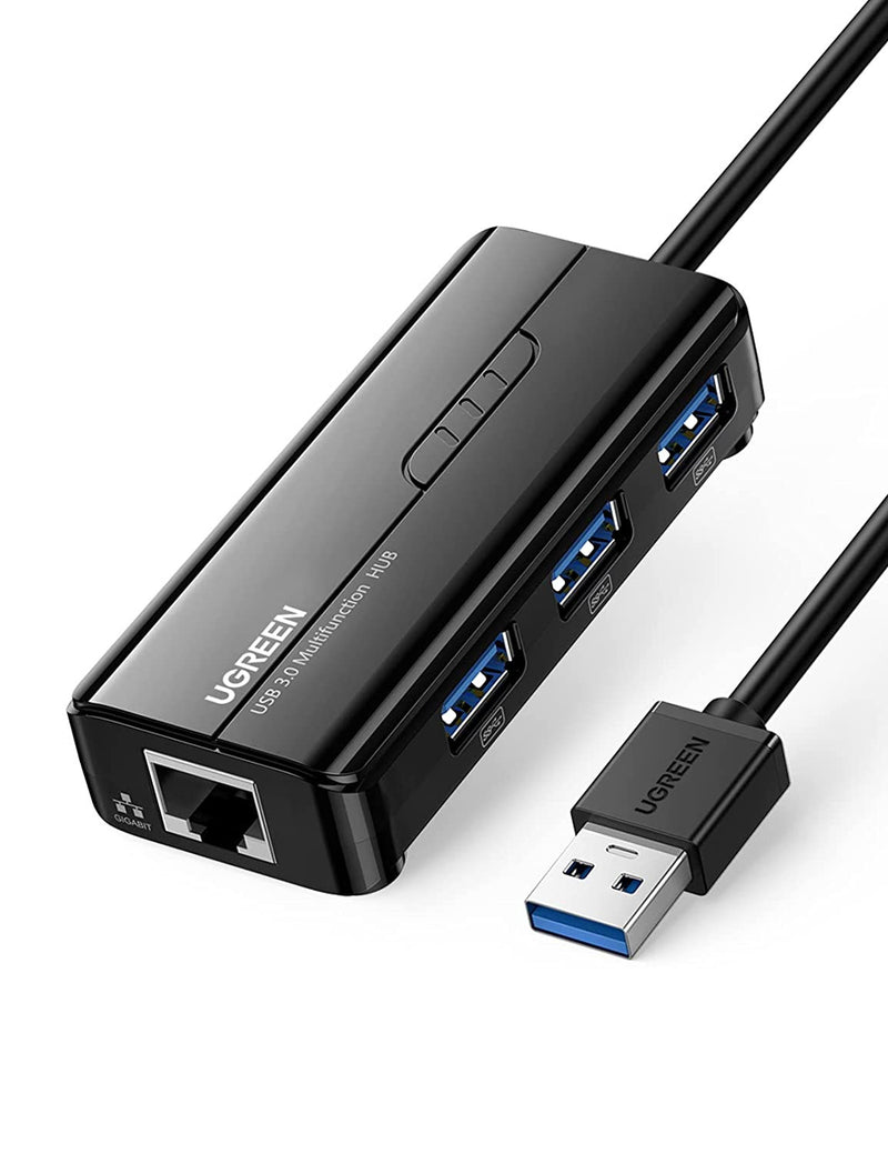 UGREEN 20265, USB 3.0  3 Ports Hub with Network Support Win Mac OS X and Linux (Black)