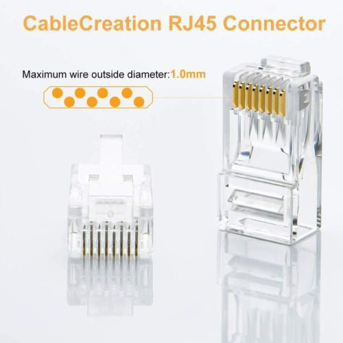 UGREEN 50246 Rj45 Crystal Head Network connector For CAT5,CAT5E, 100Pcs/Bag