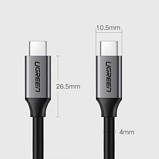 UGREEN 50751 USB 3.1 Gen 1 Type C Male To Male 60W PD Fast Charge & 5Gbps Data Cable 1.5M (Dark Gray)