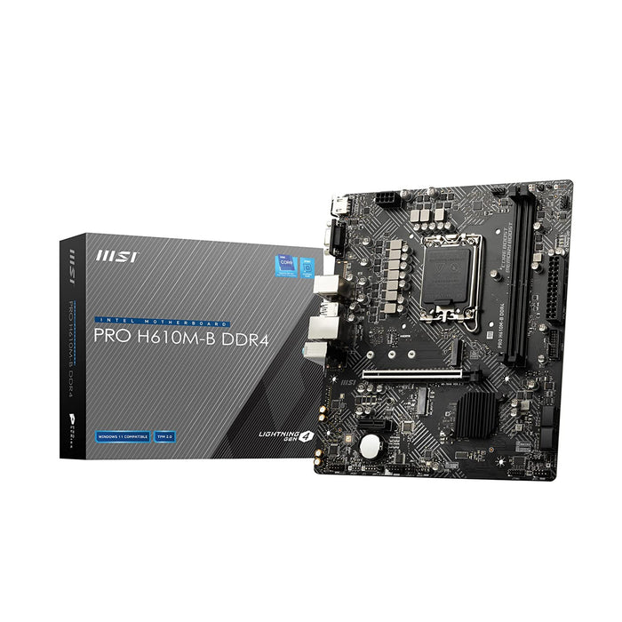 MSI Pro H610M-B DDR4 Motherboard (Intel Socket 1700/12th Generation Core Series CPU/MAX 64GB DDR4 3200MHz Memory)