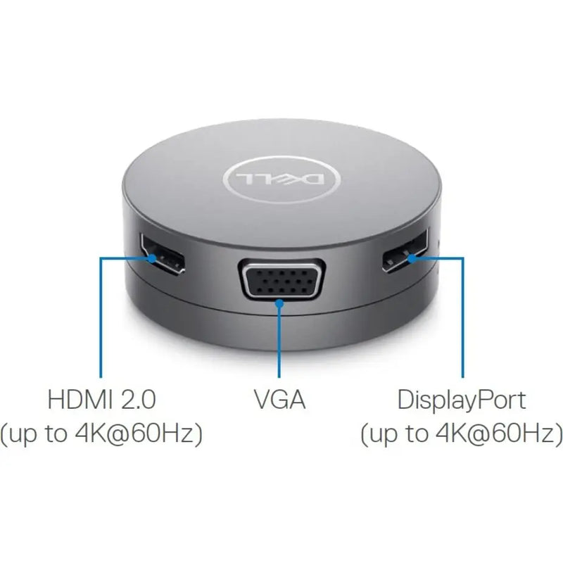 Dell DA310 USB-C Mobile Adapter, 7-in-1 , Type C Laptop Compatible - Dock and Adapter - Gray