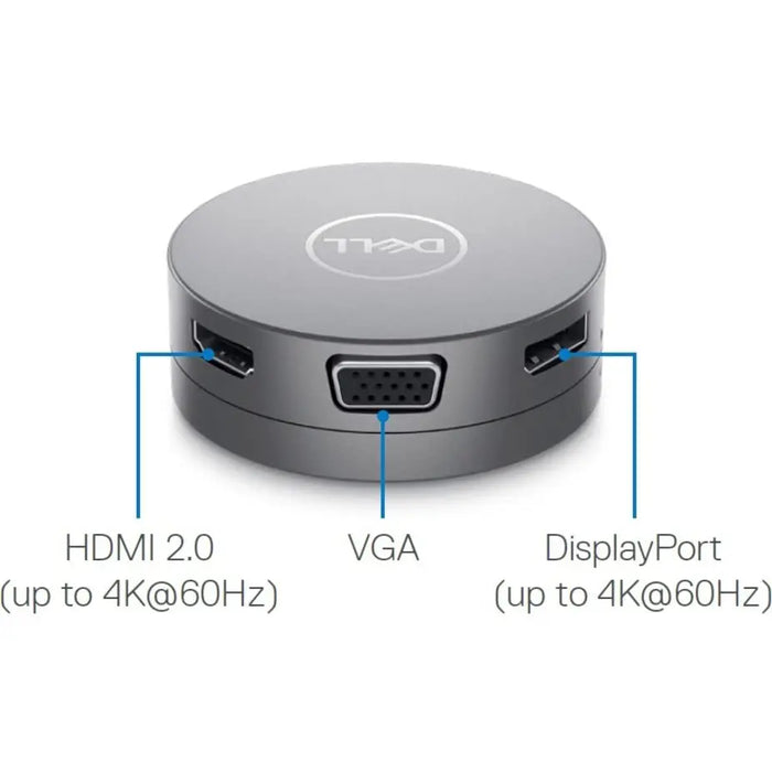 Dell DA310 USB-C Mobile Adapter, 7-in-1 , Type C Laptop Compatible - Dock and Adapter - Gray