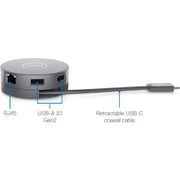 Dell DA310 USB-C Mobile Adapter, 7-in-1 , Type C Laptop Compatible - Dock and Adapter - Gray