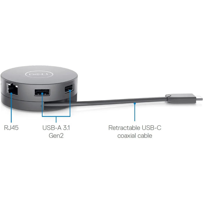 Dell DA310 USB-C Mobile Adapter, 7-in-1 , Type C Laptop Compatible - Dock and Adapter - Gray