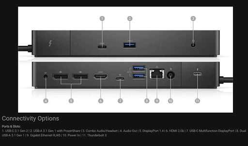 Dell WD19TB USB-C Thunderbolt 3 Docking Station for Latitude 3390 3400 XPS 936X 9370 9380
