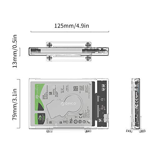 ORICO-2159U3-CR-BP 2.5" SSD Transparent Sata Hard Disk External Portable Case Cover USB3.0 With Stand