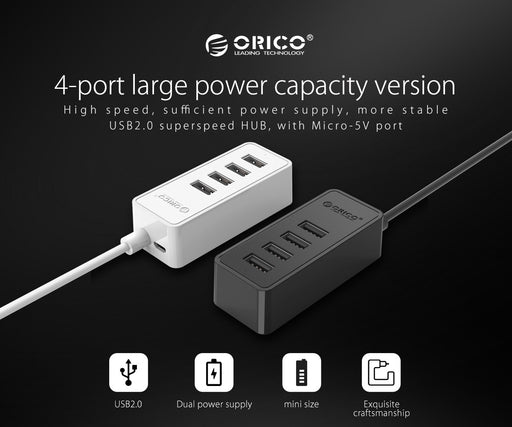 ORICO W5P-U2-100-BK-BP 4 Ports USB2.0 Desktop HUB(Black,1M Cable)