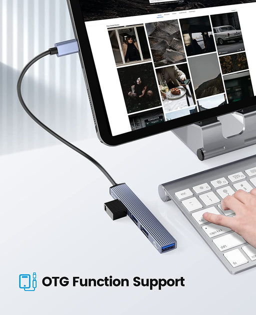 ORICO-AH-13-GY-BP Mini USB C Hub Extensions,4 Port Type C USB 3.0 Hub Expander,Aluminum Shell With USB3.0 Port, USB2.0 Port