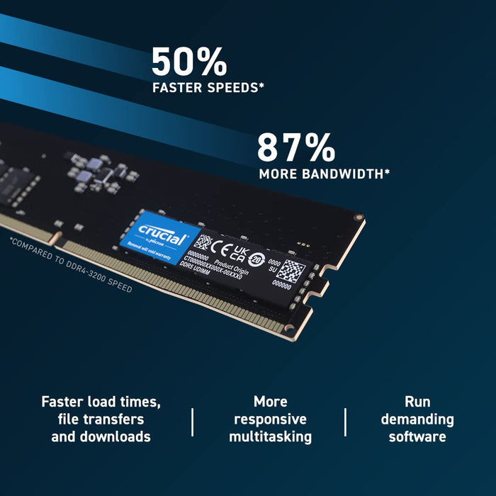 Crucial 16GB DDR5 4800MHz CL40 Desktop RAM (CT16G48C40U5)