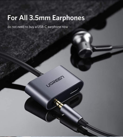 UGREEN 50596, 2 in 1 Type C to Aux Female Audio Adapter Supports 3.5mm Headphone Jack and USB C Aluminum Charging Port