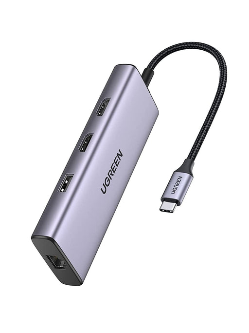 UGREEN 90119 USB C 9 In 1 Hub 4k@60Hz Dual HDMI Monitor Multifunctional Adapter(Gray)