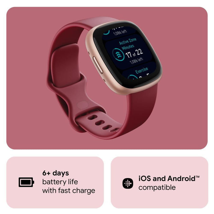 Fitbit Versa 4 Fitness Watch (Beet Juice / Copper Rose Aluminum) FB523RGRD-FRCJK 