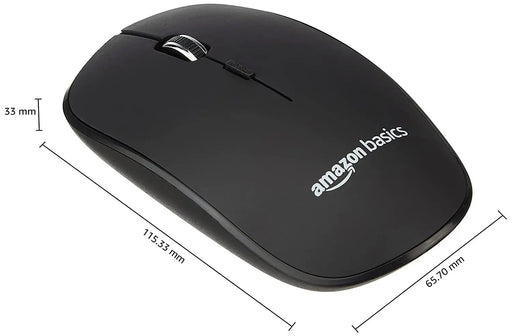 Amazon Basics 2.4GHz Wireless Mouse 1600 DPI Type - C Adapter 12 M Of Battery Life Ambidextrous Design-Black (Open Box)