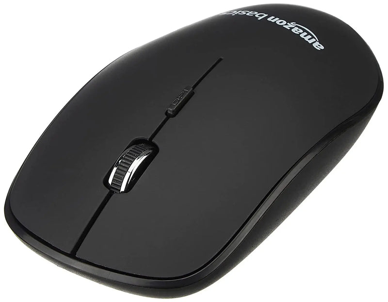 Amazon Basics 2.4GHz Wireless Mouse 1600 DPI Type - C Adapter 12 M Of Battery Life Ambidextrous Design-Black (Open Box)