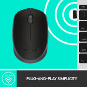 Logitech B170 2.4GHz Wireless Optical Mouse With USB Nano Receiver,12 M Battery Life, Ambidextrous, (Black) ( Open Box )