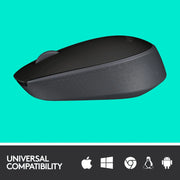 Logitech B170 2.4GHz Wireless Optical Mouse With USB Nano Receiver,12 M Battery Life, Ambidextrous, (Black) ( Open Box )