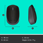 Logitech B170 2.4GHz Wireless Optical Mouse With USB Nano Receiver,12 M Battery Life, Ambidextrous, (Black) ( Open Box )