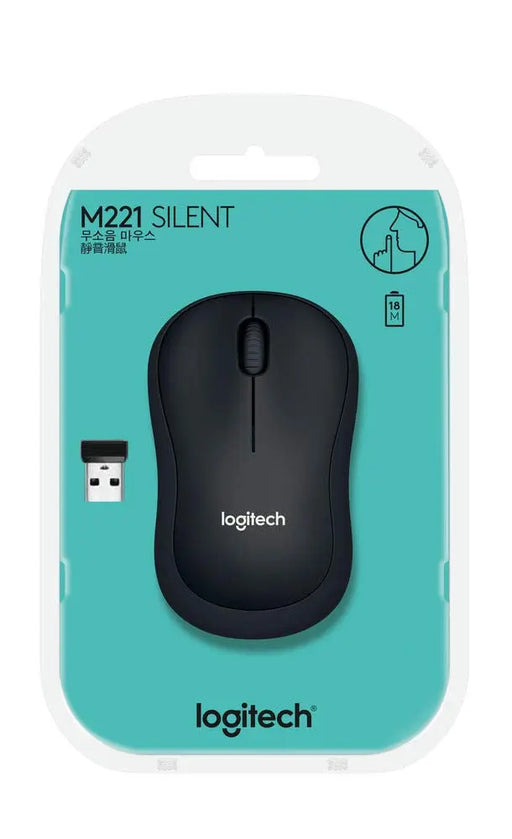 Logitech M221 2.4GHz Wireless Silent Optical Mouse With USB Mini Receiver 1000Dpi 18M Of Battery-Charcoal Grey(Open Box)