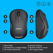 Logitech M221 2.4GHz Wireless Silent Optical Mouse With USB Mini Receiver 1000Dpi 18M Of Battery-Charcoal Grey(Open Box)