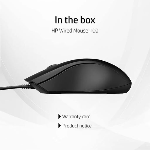 HP 100 Wired Optical Mouse 1600 DPI 3Y Warraty 3 Handy Buttons-Black(Open Box)