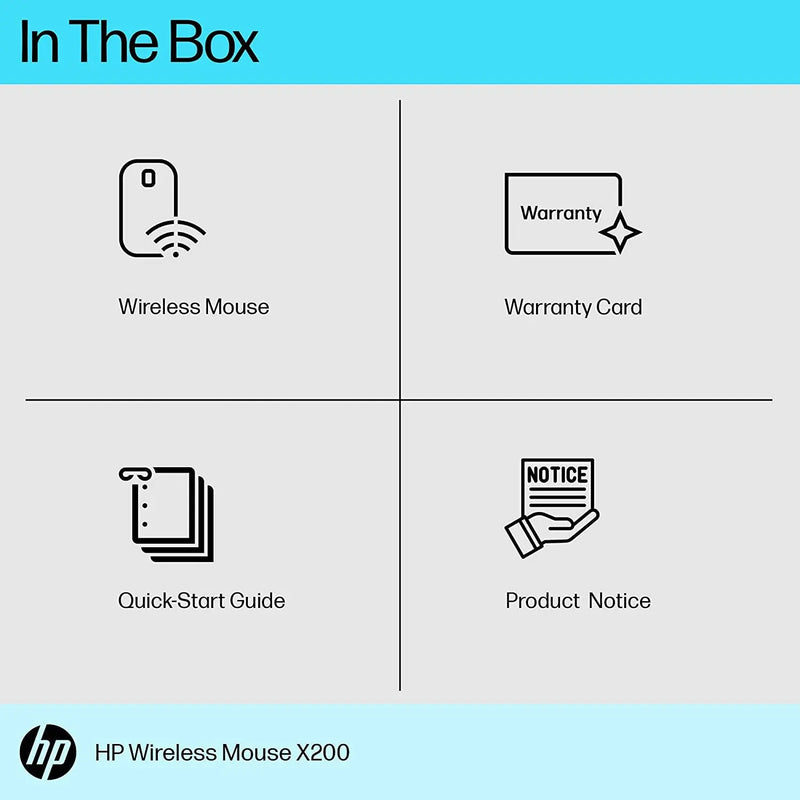 HP X200 2.4GHz Wireless Optical Mouse 1600Dpi 18M Of Battery Life 3Y Warranty-Black(Open Box)