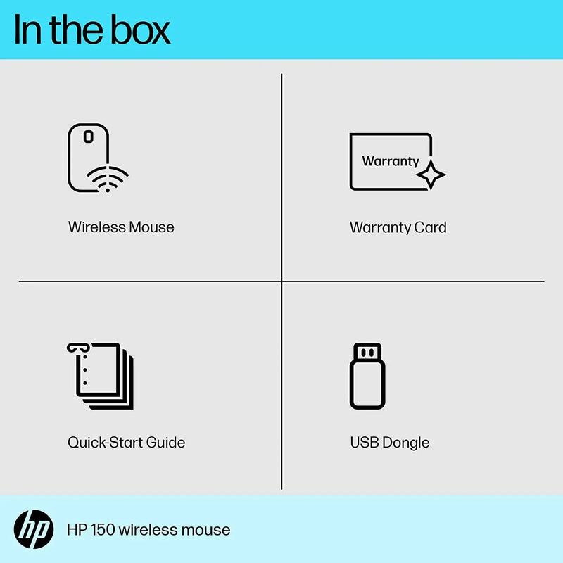 HP 150 2.4GHz Wireless USB Optical Mouse 1600Dpi 12M Of Battery Life 3Y Warranty-Black(Open Box)