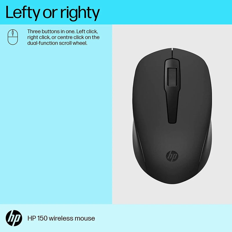 HP 150 2.4GHz Wireless USB Optical Mouse 1600Dpi 12M Of Battery Life 3Y Warranty-Black(Open Box)