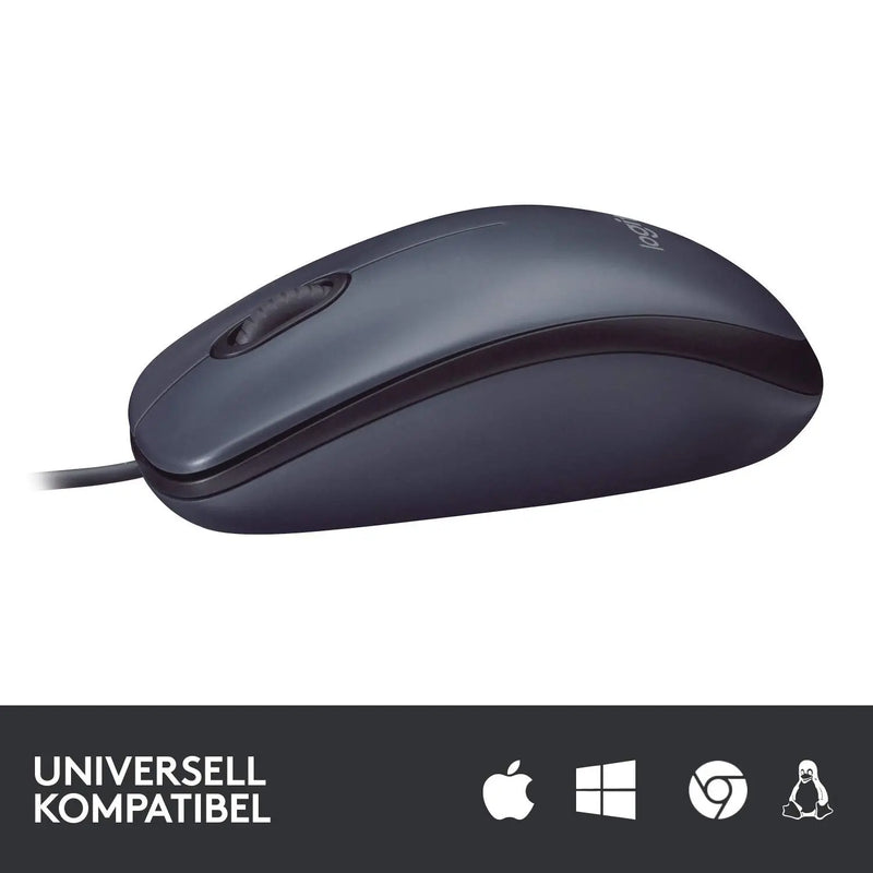 Logitech B100 Full Size Corded USB Wired Mouse 800Dpi 3Y Warranty-Black(Open Box)