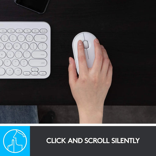 Logitech Pebble M350 Wireless Mouse With Bluetooth Or USB Silent, Slim Computer Mouse-Off White(Open Box)