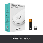 Logitech Pebble M350 Wireless Mouse With Bluetooth Or USB Silent, Slim Computer Mouse-Off White(Open Box)