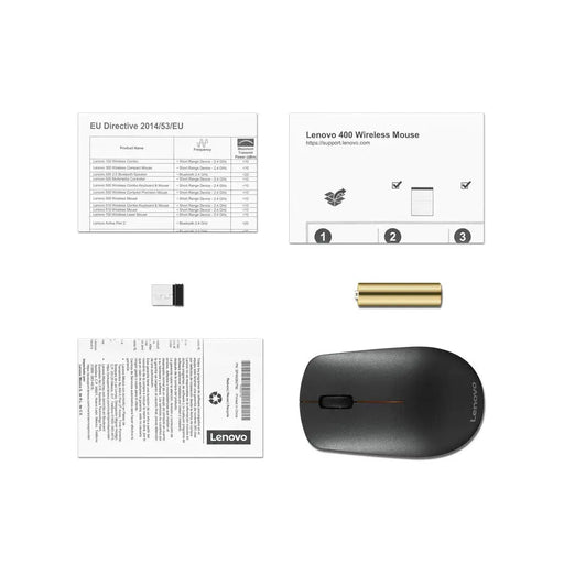 Lenovo 400 2.4GHz Wireless USB Mouse 1200Dpi 1Y Of Battery Life-Black(Open Box)
