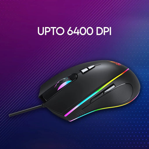 Redgear A-17 Gaming Wired Mouse With 6400 Dpi RGB Lighting & Braided Cable-Black(Open Box)