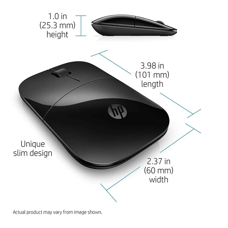 HP Z3700 2.4GHz Wireless USB Optical Mouse 1200DPI 16M Of Battery Life-Black(Open Box)