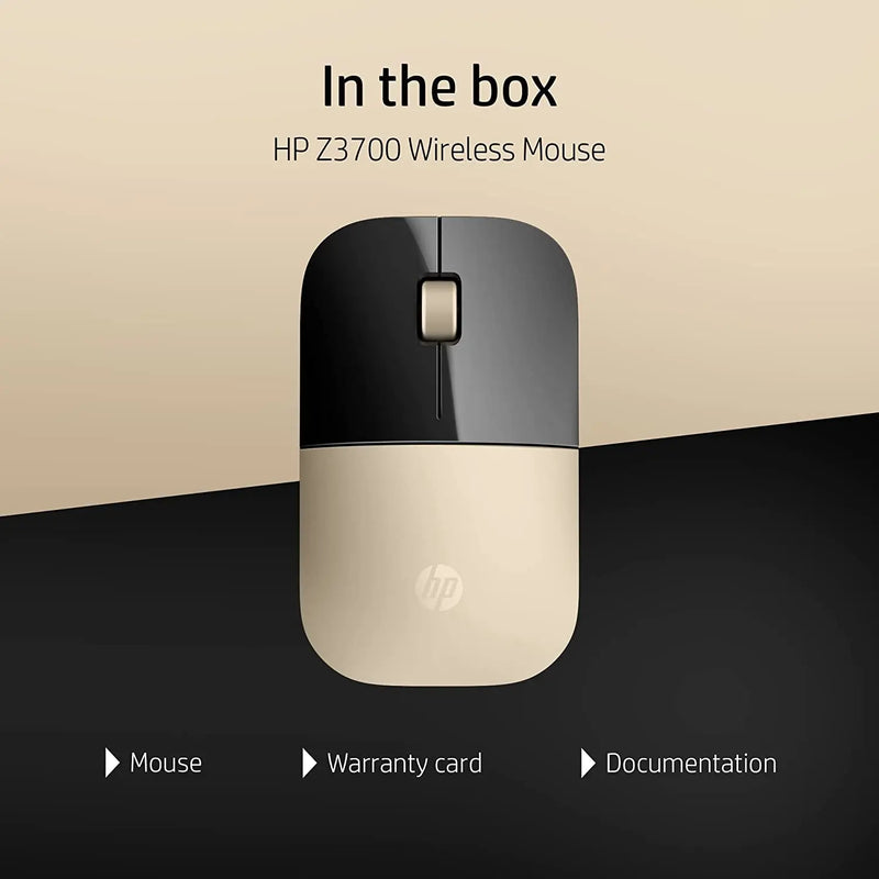 HP Z3700 2.4GHz Wireless USB Optical Mouse 1200DPI 16M Of Battery Life-Modern Gold(Open Box)