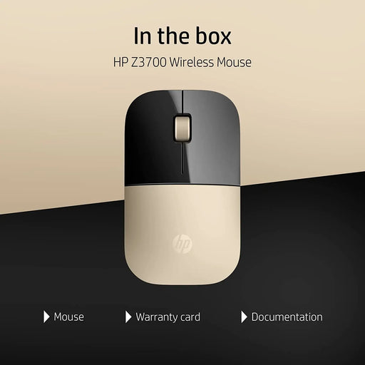 HP Z3700 2.4GHz Wireless USB Optical Mouse 1200DPI 16M Of Battery Life-Modern Gold(Open Box)