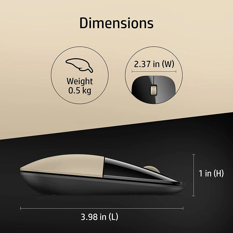 HP Z3700 2.4GHz Wireless USB Optical Mouse 1200DPI 16M Of Battery Life-Modern Gold(Open Box)