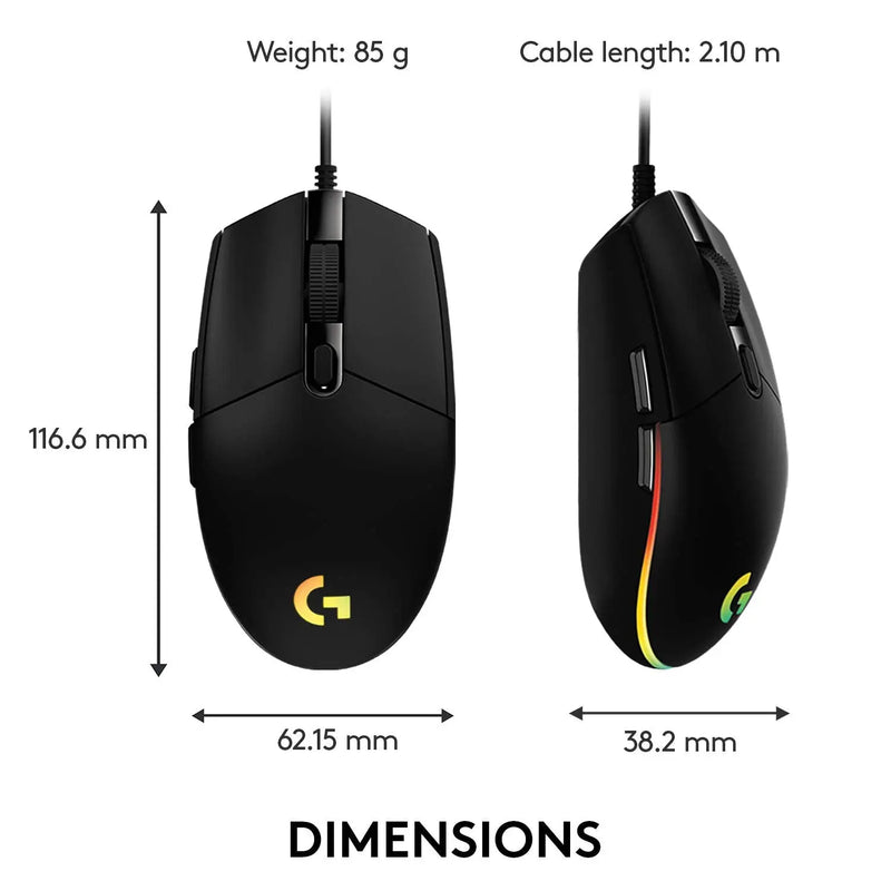 Logitech G102 USB Light Sync Gaming Mouse With RGB Lighting 6 Buttons 8K DPI 16.8mn Color-Black(Open Box)