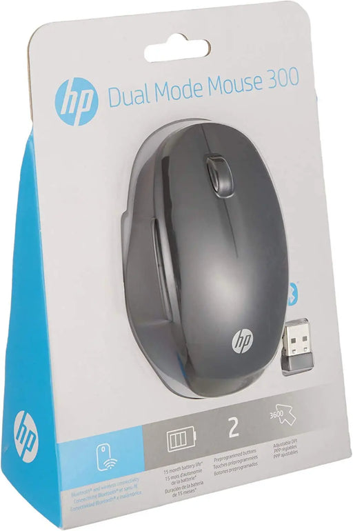HP 300 Dual Mode Bluetooth Or 2.4GHz Wireless Mouse-Black(Open Box)