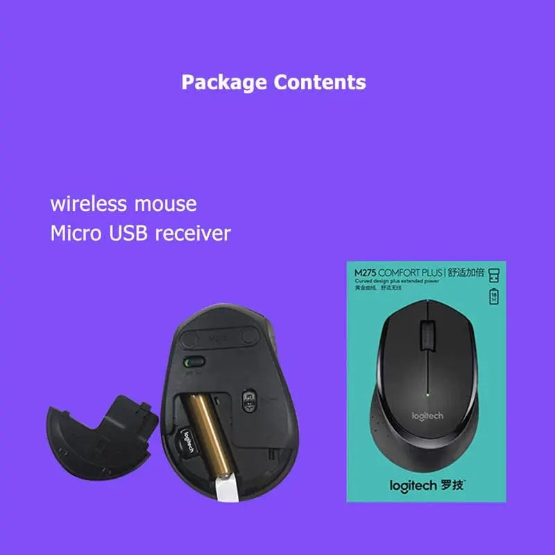 Logitech M275 Wireless USB Mouse-Black(Open Box)