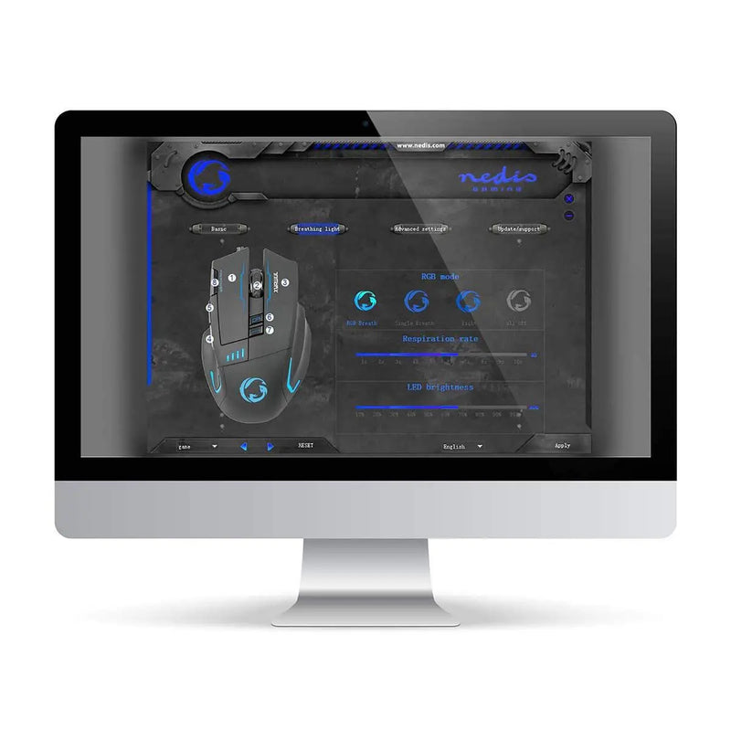 NEDIS GMWD300BK (Designed In Netherlands)Wired Gaming Mouse RGB Backlite 8 Buttons 4000Dpi-Black(Open Box)