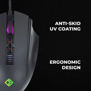 Cosmic Byte Equinox Gamma Pixart PMW3389 Sensor 16000DPI 12 Button Wired Gaming USB Mouse-Black(Open Box)