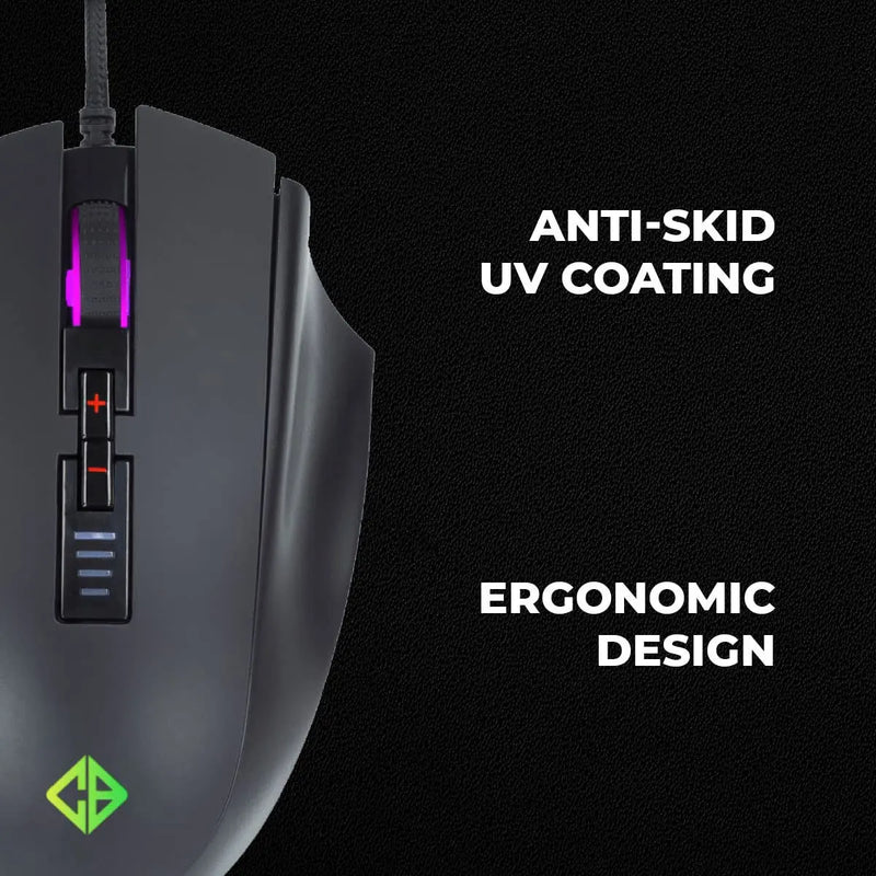 Cosmic Byte Equinox Gamma Pixart PMW3389 Sensor 16000DPI 12 Button Wired Gaming USB Mouse-Black(Open Box)