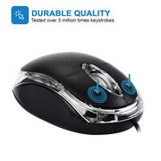 Quantum QHM222 3 Button 1000DPI Wired Optical USB Mouse-Black(Open Box)
