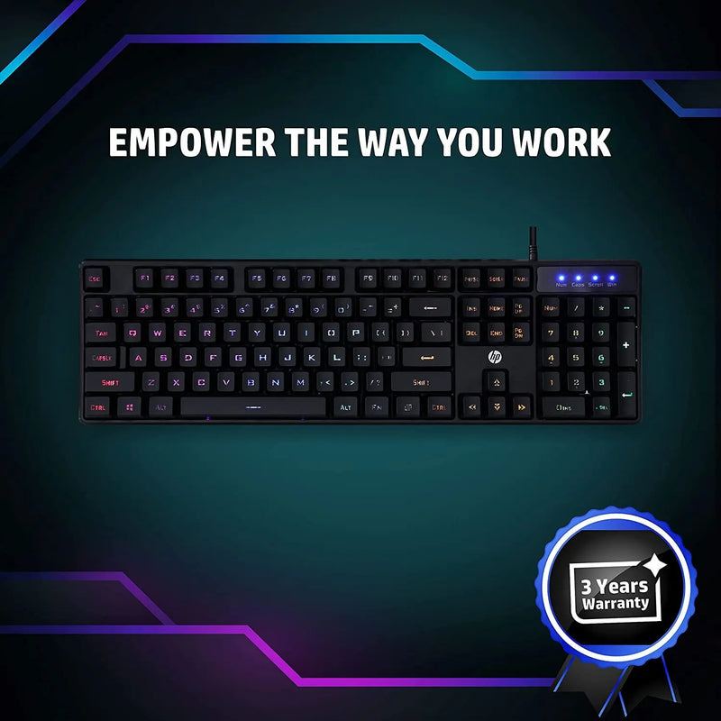 HP K300 Backlit Membrane Wired Gaming Keyboard 4 LED Indicators-Black(Open Box)