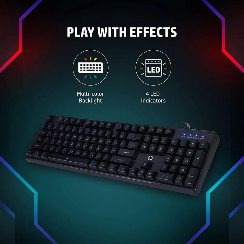 HP K300 Backlit Membrane Wired Gaming Keyboard 4 LED Indicators-Black(Open Box)